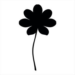 Elegant Silhouette of a Flower with Seven Petals on a Simple Stem