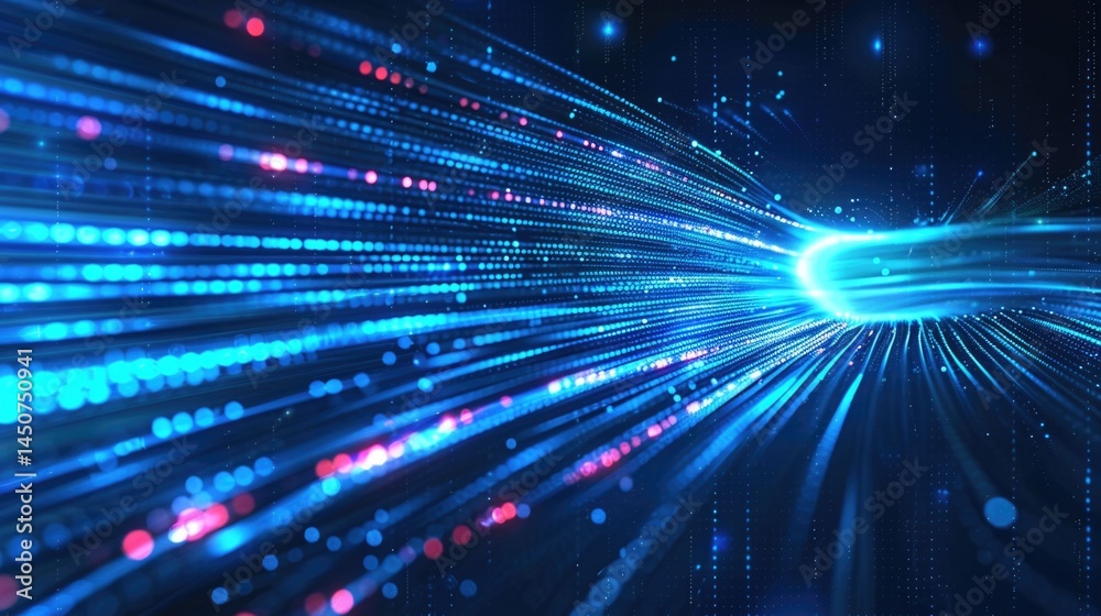 Poster abstract blue digital network background with lines and nodes. digital artwork of glowing digital wa