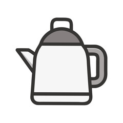 Obraz premium Electric kettle icon in grey with handle and spout