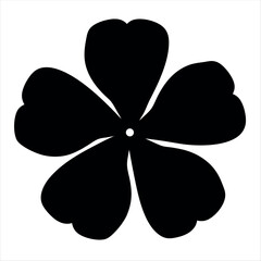 Simple Black Five Petal Flower Silhouette Illustration on a White Background
