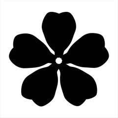 A stylized black flower with five petals isolated against a white background