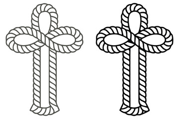 Two nautical rope cross shapes  one in gray outline and another in black ©  Design_ mn