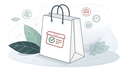 Paper Shopping Bag with Delivery Label Icon