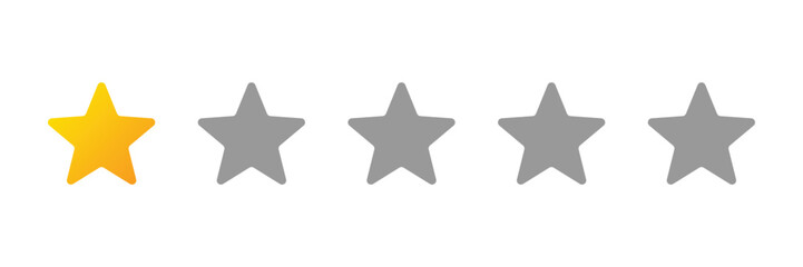 One-star rating icon set. Clean vector style for bad reviews, ranking, feedback, and quality grading. Ideal for websites, apps, and user interface elements
