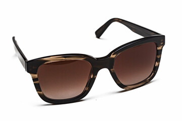Stylish Brown Framed Sunglasses with Gradient Lenses on a White Background