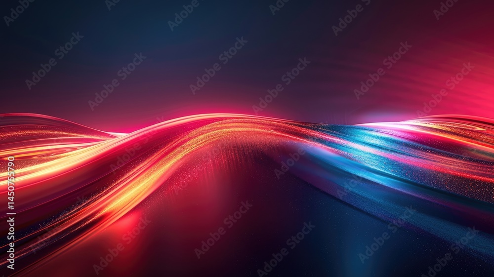 Poster a striking abstract design featuring a dynamic red line flowing across a deep black background, crea
