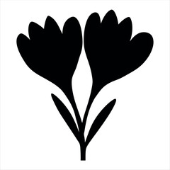 Stylized Flower Icon Featuring Two Blooms with Simple Black and White Design