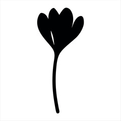 Stylized Silhouette of a Single Flower with Five Petals on a Stem