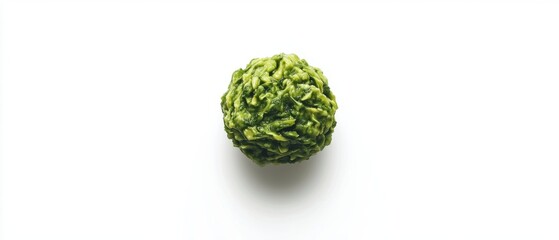 Vibrant green vegetable ball on a clean white background showcasing fresh produce and healthy eating with a minimalist studio shot and a high angle view
