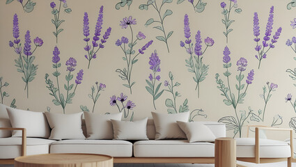 modern interior design Soft Lavender Bloom Wallpaper Design wallpaper background