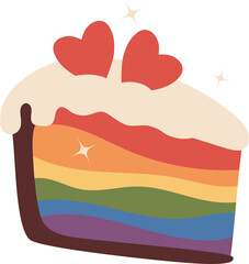 Pride Month.  Slice of LGBT Cake with Rainbow Stripes