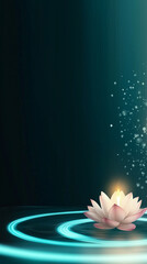 Macro Shots of a Pink Lotus Flower Floating on Calm Water During Vesak With Tranquil Reflections and Serene Lighting
