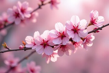 Obraz premium Delicate pink sakura blossoms, full bloom, soft petals , texture, subtle