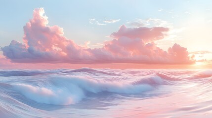 Fototapeta premium Dreamy fusion of ocean and desert with rose clouds