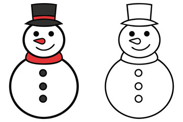 Two friendly snowman icons feature distinct coloring styles and simple, appeal