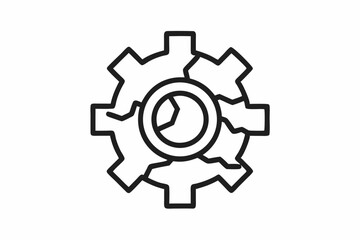 Obraz premium Gear Icon With Cracked Tooth