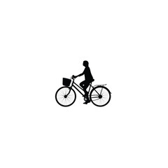Fototapeta premium Bicycle with Basket silhouette on white background