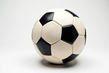 Fototapeta premium Well-worn football against pure white backdrop , details, texture