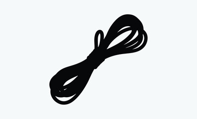 Rappelling rope silhouette, rope climbing vector, silhouette on white background, adventure climbing illustration