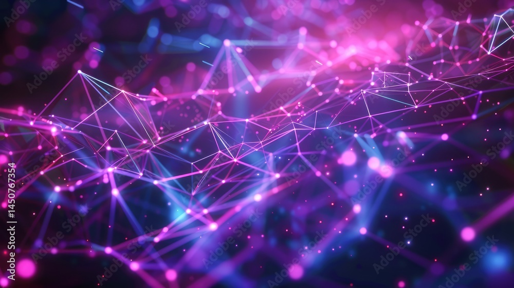 Poster a vibrant abstract visualization of a blockchain network, featuring interconnected nodes and glowing