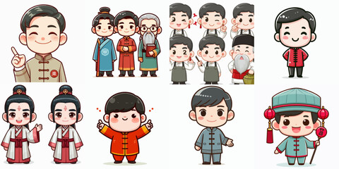 chinese man vector illustration