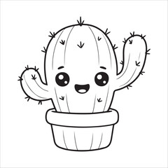 Cute Hand drawn cartoon cactus vector illustration