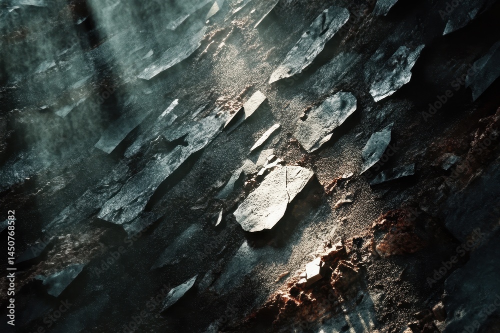 Aufkleber Colorful abstract subsurface scattering shards create depth and texture in a digital landscape, Abstract Subsurface Scattering Shards CGI