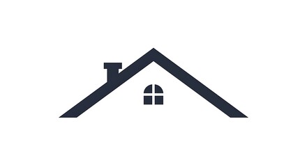 House roof icon with window and chimney isolated on white background
