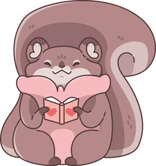 Squirrel Reading Book