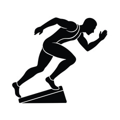 sprinter taking from starting block line art