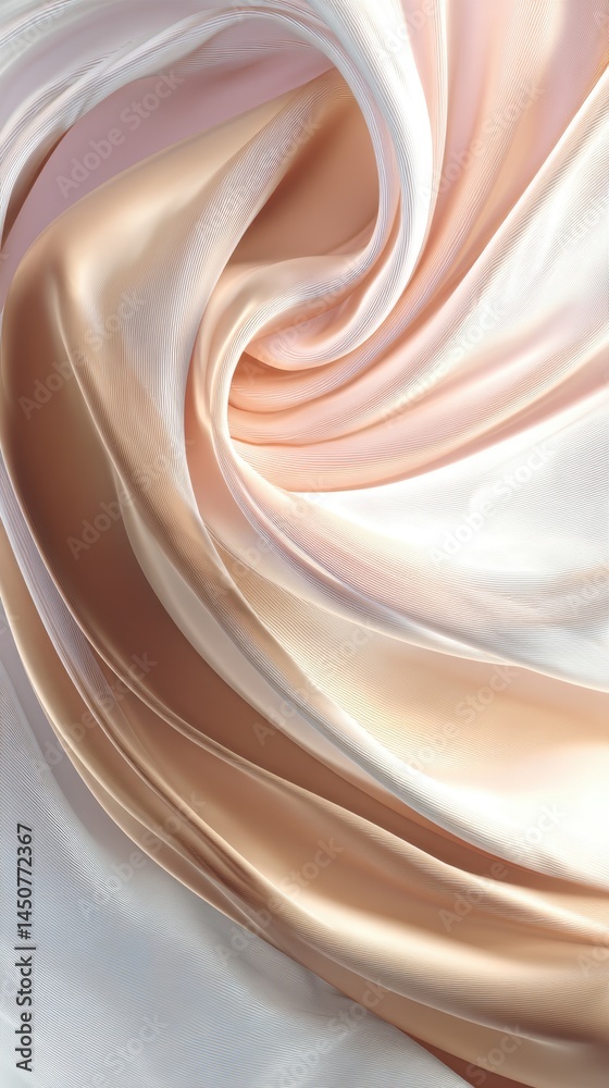 Poster elegant flowing fabric in shades of peach and white creating a soft and luxurious abstract backgroun