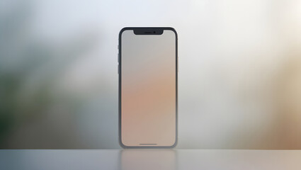 A blank smartphone sits in the middle of the screen amidst a foggy background.