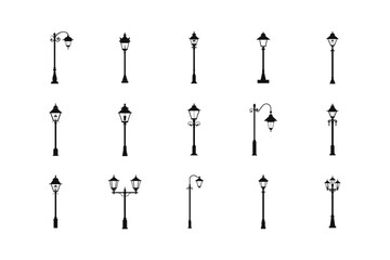 Street lamp silhouette vector bundle, Street lamp 