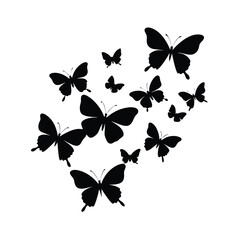 Fototapeta premium flying butterflies silhouette clean and bold vector