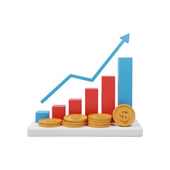 Financial Graph with Dollar Symbols and Gold Coins