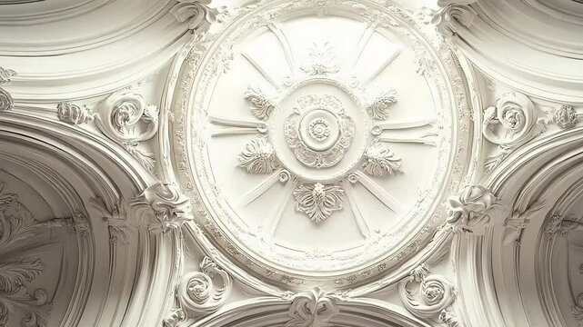 Ornate white architectural ceiling