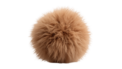 A fluffy sphere of light brown fur isolated against a stark creating contrast effect transparent background png
