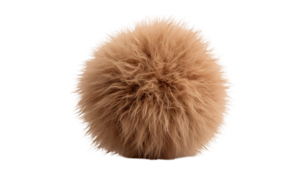 A fluffy sphere of light brown fur isolated against a stark creating contrast effect transparent background png