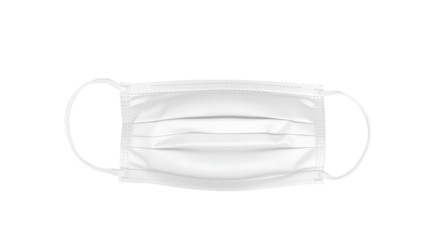 Photo of disposable face mask with ear loops isolated on transparent background.png