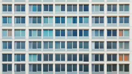 Fototapeta premium Modern building facade geometric window pattern architectural design