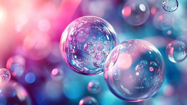 Colorful soapy bubbles dancing against a vibrant gradient background