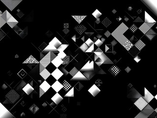 Black and white triangles and squares abstract background