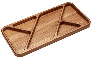 Compartment Plate, wooden dish, isolated on white background, full depth of field