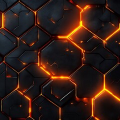 Glowing hexagons, dark texture