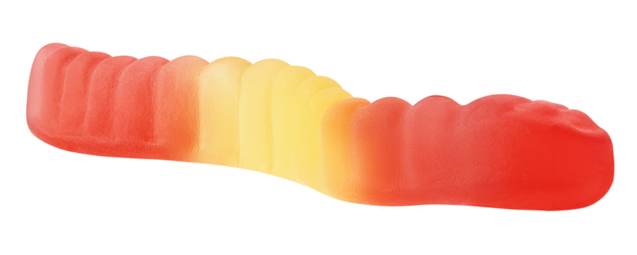 Gummy candy, isolated on white background, full depth of field