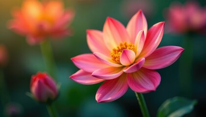 Fototapeta premium Abstract late-blooming flower close-up Delicate petals, autumnal colors , late, color, detail
