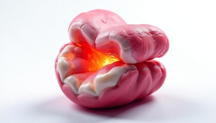 Fototapeta premium Close-up of a throbbing molar, isolated on white , tooth decay, healthcare, clean