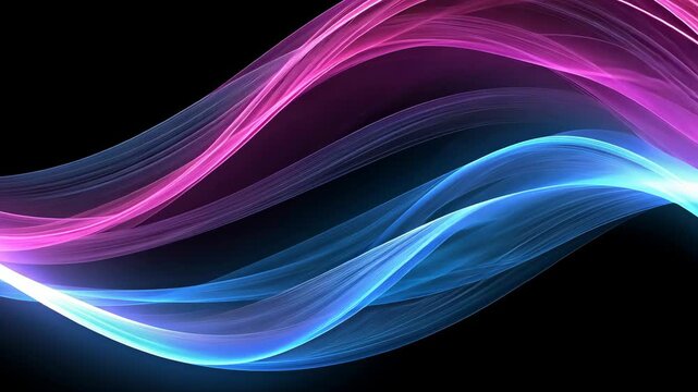 Flowing neon waves transitioning from pink to blue on black background