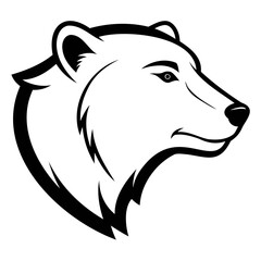 Black and white bear head vector illustration for logo design or tattoo art with wildlife animal theme design isolated on transparent background