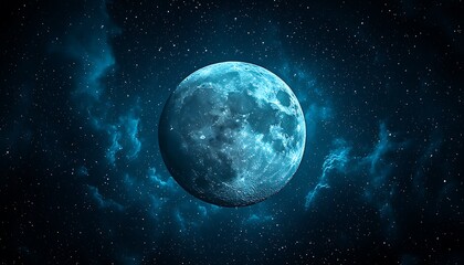 Blue moon in cosmic nebula